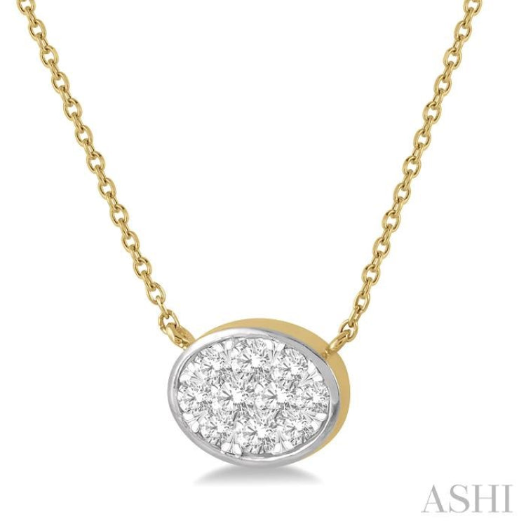 1/3 Ctw Oval Shape Lovebright Diamond Pendant With Chain in 14K Yellow and White Gold 1/3 Ctw Oval Shape Lovebright Diamond Pendant With Chain in 14K Yellow and White Gold