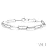 1 Ctw Round Cut Diamond Paperclip Bracelet in 14K White Gold