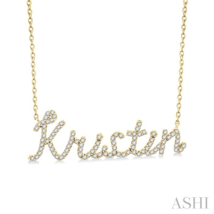 1/4 Ctw 'Kristin' Script Name Round Cut Diamond Necklace in 10K Yellow Gold 1/4 Ctw 'Kristin' Script Name Round Cut Diamond Necklace in 10K Yellow Gold