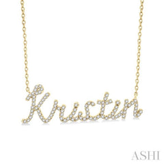1/4 Ctw 'Kristin' Script Name Round Cut Diamond Necklace in 10K Yellow Gold 1/4 Ctw 'Kristin' Script Name Round Cut Diamond Necklace in 10K Yellow Gold