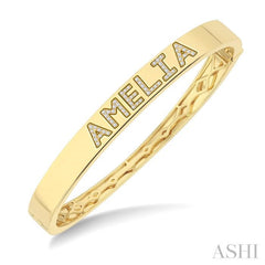1/4 Ctw 'AMELIA' Block Name Single Cut Diamond Bangle in 10K Yellow Gold 1/4 Ctw 'AMELIA' Block Name Single Cut Diamond Bangle in 10K Yellow Gold