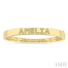 1/4 Ctw 'AMELIA' Block Name Single Cut Diamond Bangle in 10K Yellow Gold 1/4 Ctw 'AMELIA' Block Name Single Cut Diamond Bangle in 10K Yellow Gold