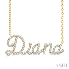 1/4 Ctw 'Diana' Script Name Round Cut Diamond Necklace in 10K Yellow Gold 1/4 Ctw 'Diana' Script Name Round Cut Diamond Necklace in 10K Yellow Gold