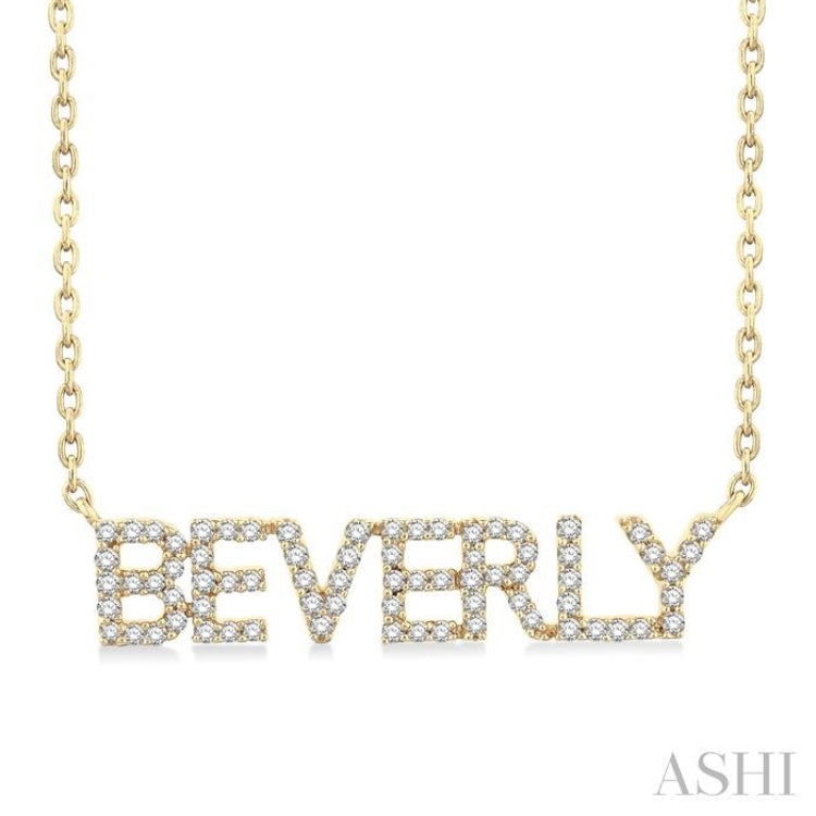 1/4 Ctw 'BEVERLY' Block Name Round Cut Diamond Necklace in 10K Yellow Gold 1/4 Ctw 'BEVERLY' Block Name Round Cut Diamond Necklace in 10K Yellow Gold