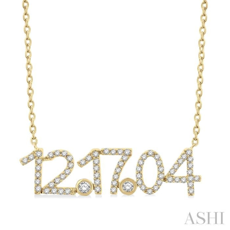 1/4 Ctw '12.17.04' Date Diamond Necklace in 10K Yellow Gold 1/4 Ctw '12.17.04' Date Diamond Necklace in 10K Yellow Gold
