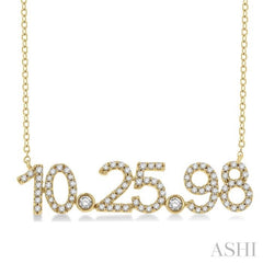 1/4 Ctw '10.25.98' Date Diamond Necklace in 10K Yellow Gold 1/4 Ctw '10.25.98' Date Diamond Necklace in 10K Yellow Gold