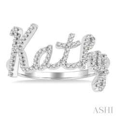1/3 Ctw 'Kathy' Script Name Single Cut Diamond Ring in 10K White Gold 1/3 Ctw 'Kathy' Script Name Single Cut Diamond Ring in 10K White Gold