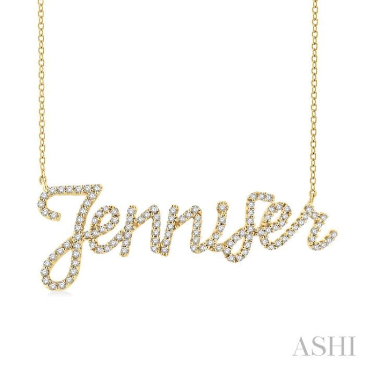 1/3 Ctw 'Jennifer' Script Name Single Cut Diamond Necklace in 10K Yellow Gold 1/3 Ctw 'Jennifer' Script Name Single Cut Diamond Necklace in 10K Yellow Gold
