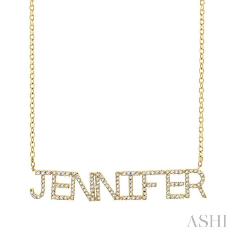 1/3 Ctw 'JENNIFER' Block Name Round Cut Diamond Necklace in 10K Yellow Gold 1/3 Ctw 'JENNIFER' Block Name Round Cut Diamond Necklace in 10K Yellow Gold