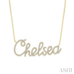 1/4 Ctw 'Chelsea' Script Name Round Cut Diamond Necklace in 10K Yellow Gold 1/4 Ctw 'Chelsea' Script Name Round Cut Diamond Necklace in 10K Yellow Gold