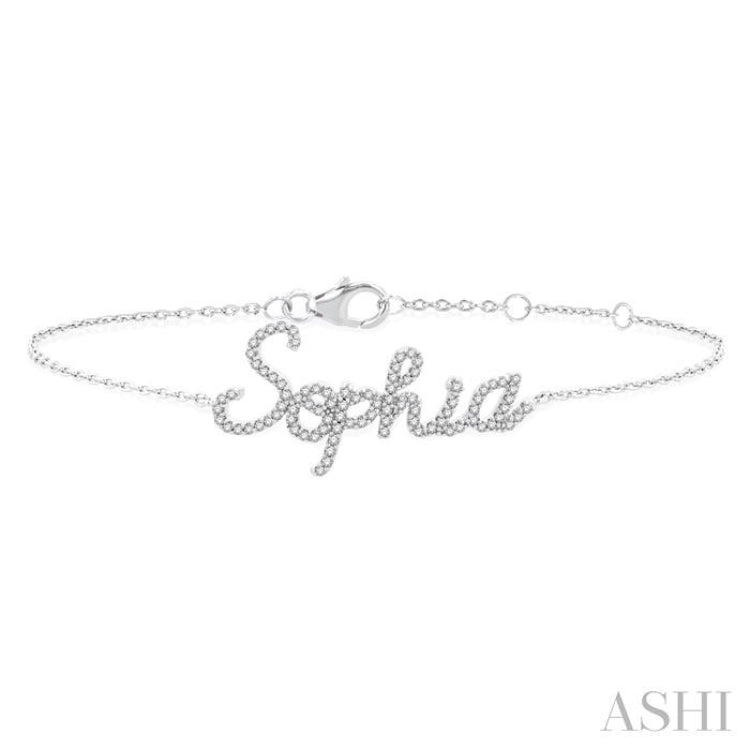 1/4 Ctw 'Sophia' Script Name Round Cut Diamond Bracelet in 10K White Gold 1/4 Ctw 'Sophia' Script Name Round Cut Diamond Bracelet in 10K White Gold