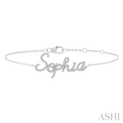 1/4 Ctw 'Sophia' Script Name Round Cut Diamond Bracelet in 10K White Gold 1/4 Ctw 'Sophia' Script Name Round Cut Diamond Bracelet in 10K White Gold