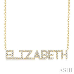 1/3 Ctw 'ELIZABETH' Block Name Round Cut Diamond Necklace in 10K Yellow Gold 1/3 Ctw 'ELIZABETH' Block Name Round Cut Diamond Necklace in 10K Yellow Gold