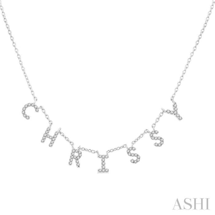 1/4 Ctw 'CHRISSY' Space Name Diamond Necklace in 10K White Gold 1/4 Ctw 'CHRISSY' Space Name Diamond Necklace in 10K White Gold