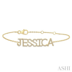 1/4 Ctw 'JESSICA' Block Name Round Cut Diamond Bracelet in 10K Yellow Gold 1/4 Ctw 'JESSICA' Block Name Round Cut Diamond Bracelet in 10K Yellow Gold