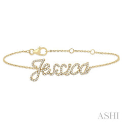1/4 Ctw 'Jessica' Script Name Round Cut Diamond Bracelet in 10K Yellow Gold 1/4 Ctw 'Jessica' Script Name Round Cut Diamond Bracelet in 10K Yellow Gold