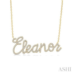 1/3 Ctw 'Eleanor' Script Name Round Cut Diamond Necklace in 10K Yellow Gold 1/3 Ctw 'Eleanor' Script Name Round Cut Diamond Necklace in 10K Yellow Gold