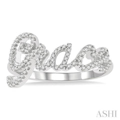 1/4 Ctw 'GRACE' Script Name Single Cut Diamond Ring in 10K White Gold 1/4 Ctw 'GRACE' Script Name Single Cut Diamond Ring in 10K White Gold