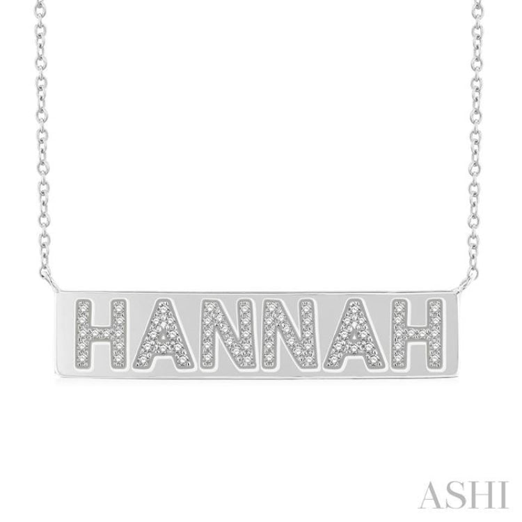 1/4 Ctw 'HANNAH' Nameplate Single Cut Diamond Necklace in 10K White Gold 1/4 Ctw 'HANNAH' Nameplate Single Cut Diamond Necklace in 10K White Gold