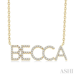 1/4 Ctw 'BECCA' Block Name Round Cut Diamond Necklace in 10K Yellow Gold 1/4 Ctw 'BECCA' Block Name Round Cut Diamond Necklace in 10K Yellow Gold