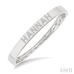 1/4 Ctw 'HANNAH' Block Name Single Cut Diamond Bangle in 10K White Gold 1/4 Ctw 'HANNAH' Block Name Single Cut Diamond Bangle in 10K White Gold