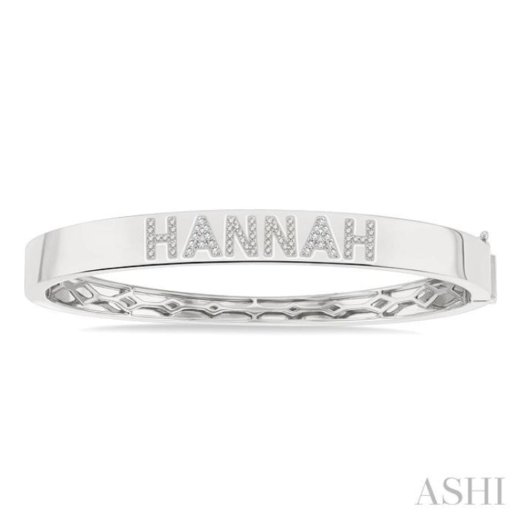 1/4 Ctw 'HANNAH' Block Name Single Cut Diamond Bangle in 10K White Gold 1/4 Ctw 'HANNAH' Block Name Single Cut Diamond Bangle in 10K White Gold