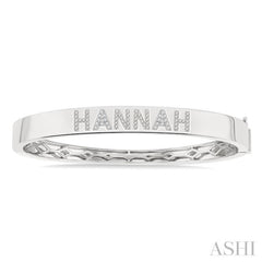 1/4 Ctw 'HANNAH' Block Name Single Cut Diamond Bangle in 10K White Gold 1/4 Ctw 'HANNAH' Block Name Single Cut Diamond Bangle in 10K White Gold