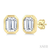 3/8 Ctw Emerald Pie Cut Diamond Fashion Stud Earring in 14K Yellow Gold