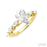 5/8 Ctw Pear Shape Marquise and Round Cut Diamond Semi-Mount Engagement Ring in 14K Yellow and White Gold