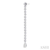 1 1/4 Ctw Lovebright Pear Shape Dangle Tip Round Cut Diamond Fashion Long Earrings in 14K White Gold