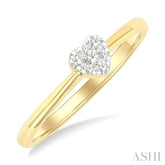 1/10 Ctw Lovebright Petite Heart Shape Round Cut Diamond Fashion Ring in 10K Yellow Gold