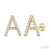 1/10 Ctw Initial 'A' Single Cut Diamond Earrings in 10K Yellow Gold