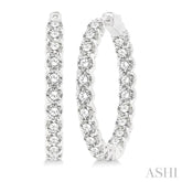 8 Ctw Inside-Out Round Cut Diamond Hoop Earrings in 14K White Gold
