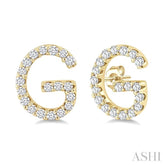 1/8 Ctw Initial 'G' Round Cut Diamond Earrings in 10K Yellow Gold