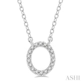 1/20 Ctw Initial 'O' Round Cut Diamond Pendant With Chain in 10K White Gold