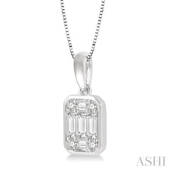 1/3 Ctw Octagonal Shape Baguette and Round Cut Diamond Pendant With Chain in 14K White Gold 1/3 Ctw Octagonal Shape Baguette and Round Cut Diamond Pendant With Chain in 14K White Gold