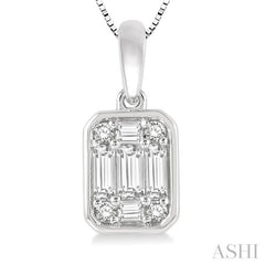 1/3 Ctw Octagonal Shape Baguette and Round Cut Diamond Pendant With Chain in 14K White Gold 1/3 Ctw Octagonal Shape Baguette and Round Cut Diamond Pendant With Chain in 14K White Gold