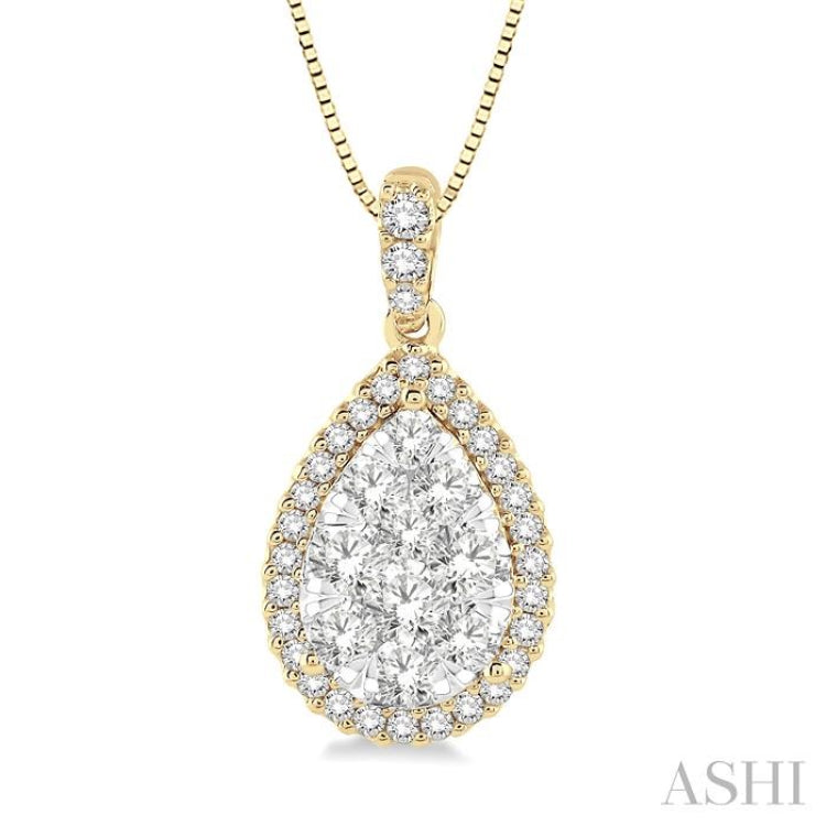 1/2 Ctw Pear Shape Diamond Lovebright Pendant in 14K Yellow and White Gold with Chain 1/2 Ctw Pear Shape Diamond Lovebright Pendant in 14K Yellow and White Gold with Chain