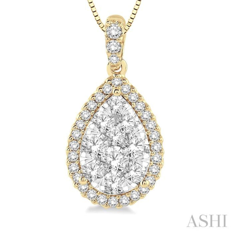 1/2 Ctw Pear Shape Diamond Lovebright Pendant in 14K Yellow and White Gold with Chain 1/2 Ctw Pear Shape Diamond Lovebright Pendant in 14K Yellow and White Gold with Chain
