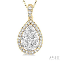 1/2 Ctw Pear Shape Diamond Lovebright Pendant in 14K Yellow and White Gold with Chain 1/2 Ctw Pear Shape Diamond Lovebright Pendant in 14K Yellow and White Gold with Chain