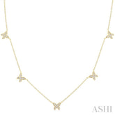 1/5 Ctw Butterfly Motif Round Cut Diamond Station Necklace in 14K Yellow Gold