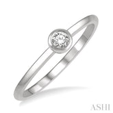 1/10 Ctw Bezel Set Round Cut Diamond Petite Fashion Ring in 10K White Gold