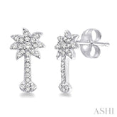 1/4 Ctw Round Cut Diamond Palm Tree Earrings in 10K White Gold