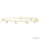 1/10 Ctw Round Charm Round Cut Diamond Station Anklet in 10K Yellow Gold