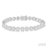 7 Ctw Round Cut Diamond Lovebright Tennis Bracelet in 14K White Gold