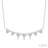 1/10 Ctw Triangle Round Cut Diamond Geometric Pendant With Link Chain in 10K White Gold
