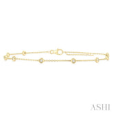 1/10 Ctw Bezel Set Round Cut Diamond Station Anklet in 10K Yellow Gold