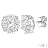 4 Ctw Lovebright Round Cut Diamond Stud Earrings in 14K White Gold