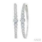 1 1/2 Ctw Graduated Round Cut Diamond Riviera Hoop Earrings in 14K White Gold