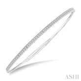 1/4 Ctw Halfway Round Cut Diamond Flex Bangle in 14K White Gold